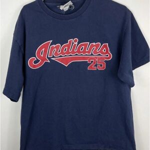 Vintage Cleveland Indians Jim Thome Jersey Tshirt Off The Bench Y2k Size Large